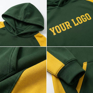 Sudadera con Capucha para Hombre, Verde y Amarillo, Manga Raglán, Bloques de Color, Logotipo Frontal, Casual, Otoño, Corte Regular, Tejido de Felpa - Product Image 6
