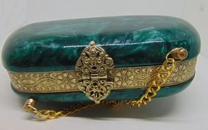 Pochette et sac à main ovales en résine acrylique verte pour femmes - Product Image 3