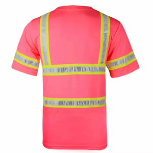 Camiseta de Seguridad para Hombre, Manga Corta, Cuello Redondo, Ropa de Trabajo Transpirable, Poliéster Tejido, Corte Regular, Color Sólido - Product Image 2