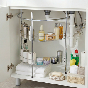 Estante de Almacenamiento de Baño de Dos Niveles, Metálico, Moderno y Ecológico, para Herramientas del Hogar, Fabricante de Muebles de Taiwán, MOQ Bajo - Product Image 5