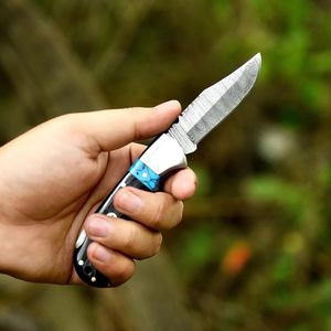 Cuchillo de Caza Damasco Hecho a Mano DIY, Hoja Fija, para Supervivencia al Aire Libre y Camping, con Mango de Madera y Resina, Logotipo Personalizado OEM ODM - Product Image 3