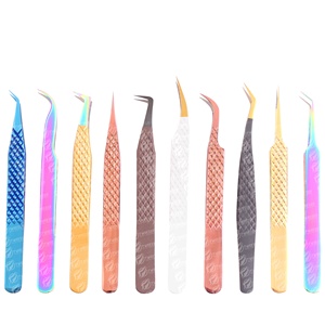 Pince à cils Diamond Grip Private Label Rose Extensions de cils en acier inoxydable 45 90 Degree Volume Tips Pointed Gold Tip - Product Image 2