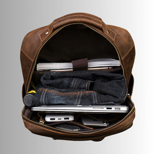 Mochila de Cuero Genuino Clásica con Logotipo Personalizado, Cierre de Cremallera, Diseño Enrollable, Unisex, Gran Capacidad, para Oficina - Product Image 5