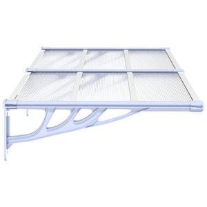Auvent de porte gris et transparent en polycarbonate ABS et aluminium pour garages, abris de voiture et auvents - Product Image 4