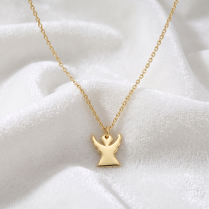 Angle Symbol Yellow Gold Plated Pendant With Chain 925 Sterling Silver Gold Plated Angle Wing Necklace Wholesale Jewelry - Product Image 3