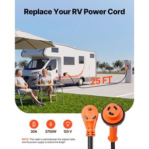 Câble d'alimentation robuste pour camping-car 30 ampères 25 pieds 125V 3750W 10/3 AWG STW NEMA TT-30P vers L5-30R Twist Lock - Product Image 2