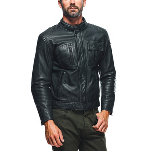Veste de motard en cuir véritable vintage pour homme, avec fermeture éclair avant, pour l'hiver, vente en gros professionnelle - Product Image 6