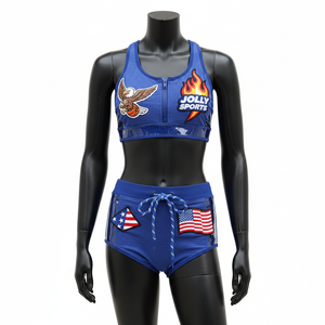 Ensemble de bikinis pour femmes, nylon extensible premium GSM, panneaux latéraux bleus brillants, logo brodé personnalisé. - Product Image 6