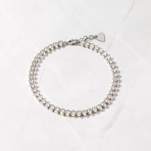 Moissanite Marquise Tennis Bracelet Sterling Silver Adjustable Sparkling Heart Charm <b>Gift</b> for Women Girls - Product Image 1