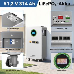 แบตเตอรี่สำรองพลังงานบ้าน 16kWh LiFePO4 51.2V 314Ah สำหรับสำรองไฟบ้าน พร้อมระบบ BMS และรับประกัน 10 ปี - Product Image 6