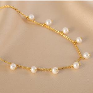 Collier pour femme de style français à la mode, chaîne de clavicule haut de gamme, perles d'eau douce naturelles, luxe simple, luxe haut de gamme - Product Image 3