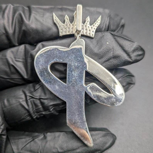 Pendentif Couronne Initiale en Moissanite, Bijou de Luxe Hip Hop Iced Out, Collier Personnalisé avec Lettre pour Homme - Product Image 4
