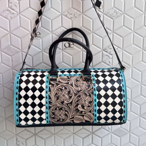 Bolsos de Viaje de Cuero Hechos a Mano con Diseño Único, Bolsos Multiusos con Patrón de Damas de Inglatera, Bolso Hecho a Mano Unisex, Bolso de Viaje de Gran Tamaño - Product Image 1