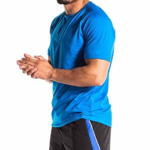T-shirt décontracté pour homme, bleu clair, à séchage rapide, coupe ajustée, manches courtes, col rond, en jersey tricoté - Product Image 4