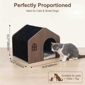 Indoor Wooden Luxury Striped Elevated <b>Cat</b> House E0 Grade Non-Toxic Washable Cushion Polyester Fill Eco-Friendly Pet Furniture - Product Image 4