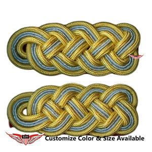 KEW - Par de Pliegues de Hombro Personalizados Premium en Dorado y Azul Trenzado de Mylar, Elegantes y Duraderos, para Uniforme Alemán - Product Image 2