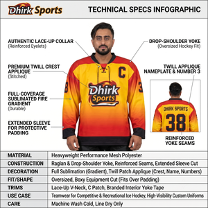 Maillot de hockey sur glace personnalisé en polyester 100 % sublimé, maille épaisse, col en V, dégradé, avec nom du joueur, pour équipes amateur - Product Image 5
