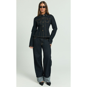 Ensemble deux pièces en jean fabriqué au Vietnam pour femme, design personnalisé OEM ODM + logo + couleurs tendance - Product Image 3