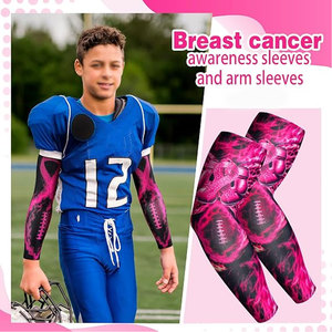 8 paires de manchons de compression roses pour la sensibilisation au cancer du sein, manchons de sport pour le football, le baseball, le basketball et la course à pied - Product Image 2