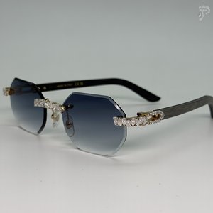 Gafas de sol negras degradadas con detalles de diamantes de moissanita talla pera VVS, gafas de sol de moda hip hop hechas a mano, gafas personalizadas. - Product Image 4