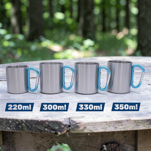 Gobelet isotherme double paroi en acier inoxydable avec mousqueton 220ml 300ml 8oz 10oz pour le camping et la randonnée - Product Image 2