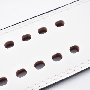 Ceinture de soutien lombaire en cuir blanc avec boucle noire réglable pour l'entraînement musculaire et la musculation, design unisexe - Product Image 4
