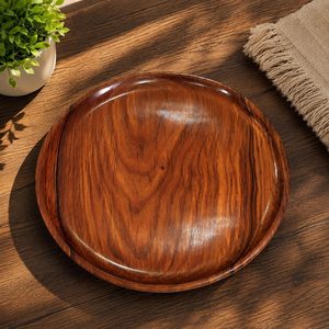 Plateau de service en bois artisanal de luxe, finition bois naturel riche, pour la salle à manger et la décoration de la maison, plateau décoratif - Product Image 3