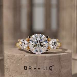 2CT Round Three Stone Diamond Engagement Ring 14K Solid Gold Trilogy Ring Side Stone <b>Bridal</b> Ring Custom OEM ODM Jewelry Supplier - Product Image 1