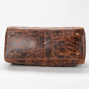 Bolsa de lona de cuero genuino Unisex con logotipo personalizado de gran venta, equipaje de zapatos de viaje y salida a la moda con cierre de cremallera - Product Image 6