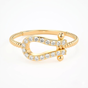 High Quality Solid 925 Sterling <b>Silver</b> 14K Gold Plated Zircon Prong Setting Horseshoe Christian Cowgirl Gifted <b>Ring</b> Fine Jewelry - Product Image 1