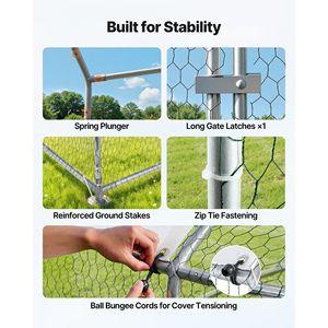 Grande Pollaio in Metallo con Tetto a Spiovente 9.8x26.2x6.5 ft, con Recinto e Chiusura di Sicurezza, Copertura per Area Esterna delle Galline - Product Image 6