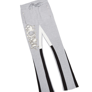 Two Piece <b>Tracksuits</b> For Street Wears OEM Sun Faded Women Stacked Joggers Flared Sweatpants and Hoodie Womens Set - Product Image 6