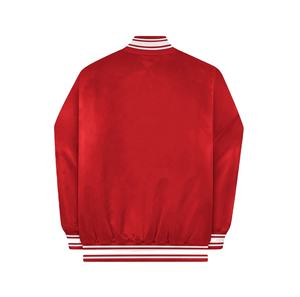 Veste de baseball en toile de qualité supérieure, personnalisée, en gros, 100% polyester satiné, style bomber universitaire, logo frontal, haute rue - Product Image 2