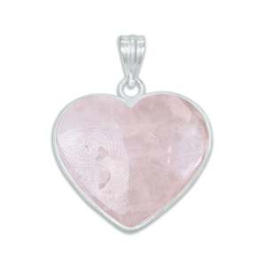 Simple Works - Colgante de Corazón de Piedra Natural Plateado en Plata para Mujer, Collar con Colgante de Cuarzo Rosa, Joyería DIY - Product Image 4