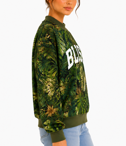 Women's <b>Mock</b> <b>Neck</b> Oversized Sweatshirt Cotton Blend Front Logo Long Sleeve Casual Streetwear Pullover <b>Top</b> - Product Image 1