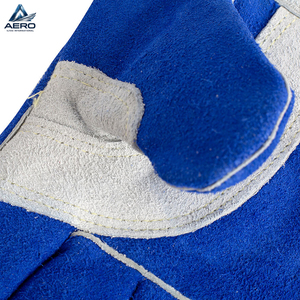 For Wholesale Rate Heavy Duty Split Heat Resistant Safety Work Gear Premium Quality Blue Color Full Finger Welding <b>Gloves</b> - Product Image 5