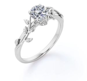 Bestselling 1 Carat Cut Moissanite Luxury Vine Engagement Wedding <b>Ring</b> Sterling <b>Silver</b> Geometric Prong Setting Certified Unique - Product Image 3