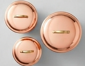 Juego de recipientes de cobre redondos con tapa, diseño minimalista pulido para almacenamiento en la cocina y uso como vajilla elegante. - Product Image 3