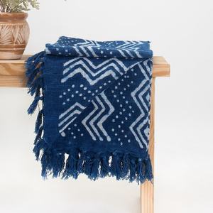 Manta de algodón suave y cómoda de lujo para decoración del hogar, venta al por mayor, manta azul índigo para sofá de sala de estar y campaña - Product Image 6