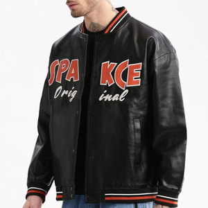 Fashionable Trend High Street Solid Color Men's Leather Jacket Causal Wear Multi Color Custom Logo Designer Men's Biker Leather - Product Image 2