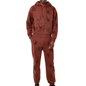 Adjustable Price Men's Rhinestone Tracksuit Premium Quality Breathable Lightweight Streetwear Acid Wash 100% Cotton - Product Image 1