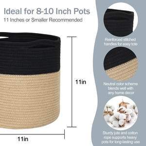 Panier de jardinage artisanal en jute, couvre-pots en corde tressée durable pour plantes succulentes, acceptation des commandes d'exportation et en gros - Product Image 4
