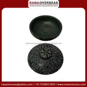 Boîte à bijoux en stéatite sculptée à la main classique Offre Spéciale de Style Art rond traditionnel pour la maison but cadeau décoratif à bas taux - Product Image 4