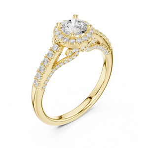 แหวนแต่งงานเพชรทรงกลมเพาะเลี้ยง 14K ทองคำเหลือง เพชรเพาะเลี้ยงใหม่ - Product Image 5