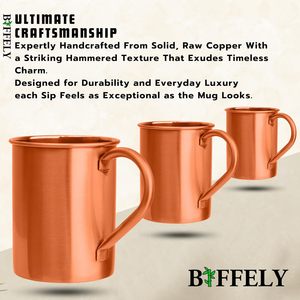 Tasses à Moscow Mule en cuivre 16 oz, fabriquées à la main avec finition martelée laquée, lèvre arrondie lisse, poignée ergonomique, sans rivets, avec une prise en main solide - Product Image 5