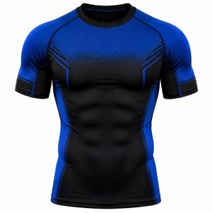 <b>Men's</b> Full Sleeve <b>Compression</b> Rash Guard Red Black Gradient Quick Dry Breathable Eco-Friendly Spandex Polyester Athletic Workout - Product Image 1