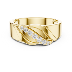 Anillo Clásico para Hombre de Oro Amarillo de 18K con Diamante Cultivado en Laboratorio, Diseño de Onda Infinita, Corte Brillante Redondo y Curva Elegante - Product Image 1