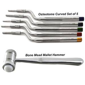 Set de instrumentos manuales de acero inoxidable Ziakot para cirugía dental de implantes, elevación de senos, osteótomos, martillo óseo Lucas y equipo para elevación de senos. - Product Image 2