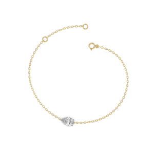 Bracelet chaîne en or jaune avec diamant taille poire, minimaliste, pour femme, à porter au quotidien, forme goutte d'eau - Product Image 2