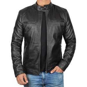 Spring and Autumn Out Wear PU Leather <b>Jacket</b> Fashion Motorcycle Korean Slim-fit Stand Collar <b>Long</b> Sleeve Zipper <b>jacket</b> for <b>men</b> - Product Image 1